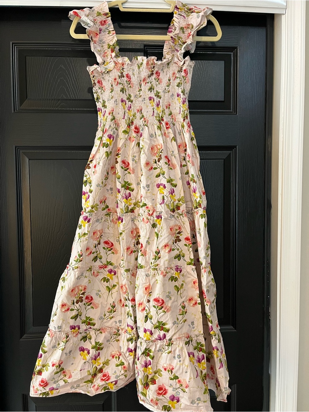 Hill House Pink Floral Ruffle Strap Dress